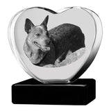 Pet Memorial Black Urn & 3D Crystal Heart Set