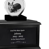 Pet Memorial Black Urn & 3D Crystal Heart Set