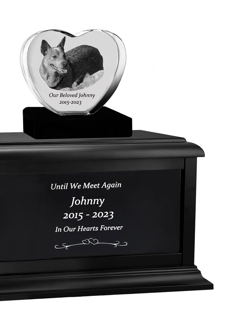 Dog Memorial Urn & Crystal Heart Set - Pet Heart Crystal Urn