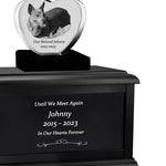 Dog Memorial Urn & Crystal Heart Set - Pet Heart Crystal Urn