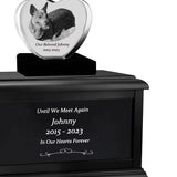 Dog Memorial Urn & Crystal Heart Set - Pet Heart Crystal Urn