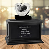 Dog Memorial Urn & Crystal Heart Set - Pet Heart Crystal Urn