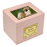Small Pet Pink Photo Chest Urn - Free Plate