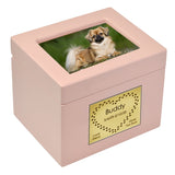 Small Pet Pink Photo Chest Urn - Free Plate