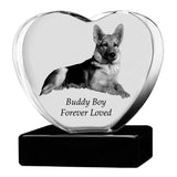 Dog Memorial Urn & Crystal Heart Set - Pet Heart Crystal Urn
