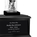 Dog Memorial Urn & Crystal Rectangle Set - Pet Cremation Crystal Urn