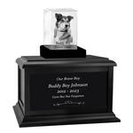 Dog Memorial Urn & Crystal Rectangle Set - Pet Cremation Crystal Urn