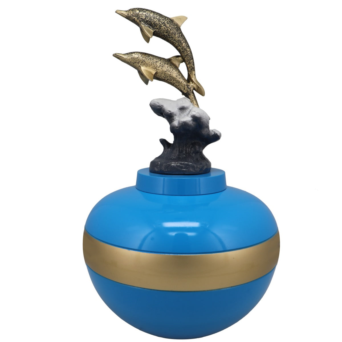 Jumping Dolphins Brass Cremation Urn - Pro Diamond Engraving