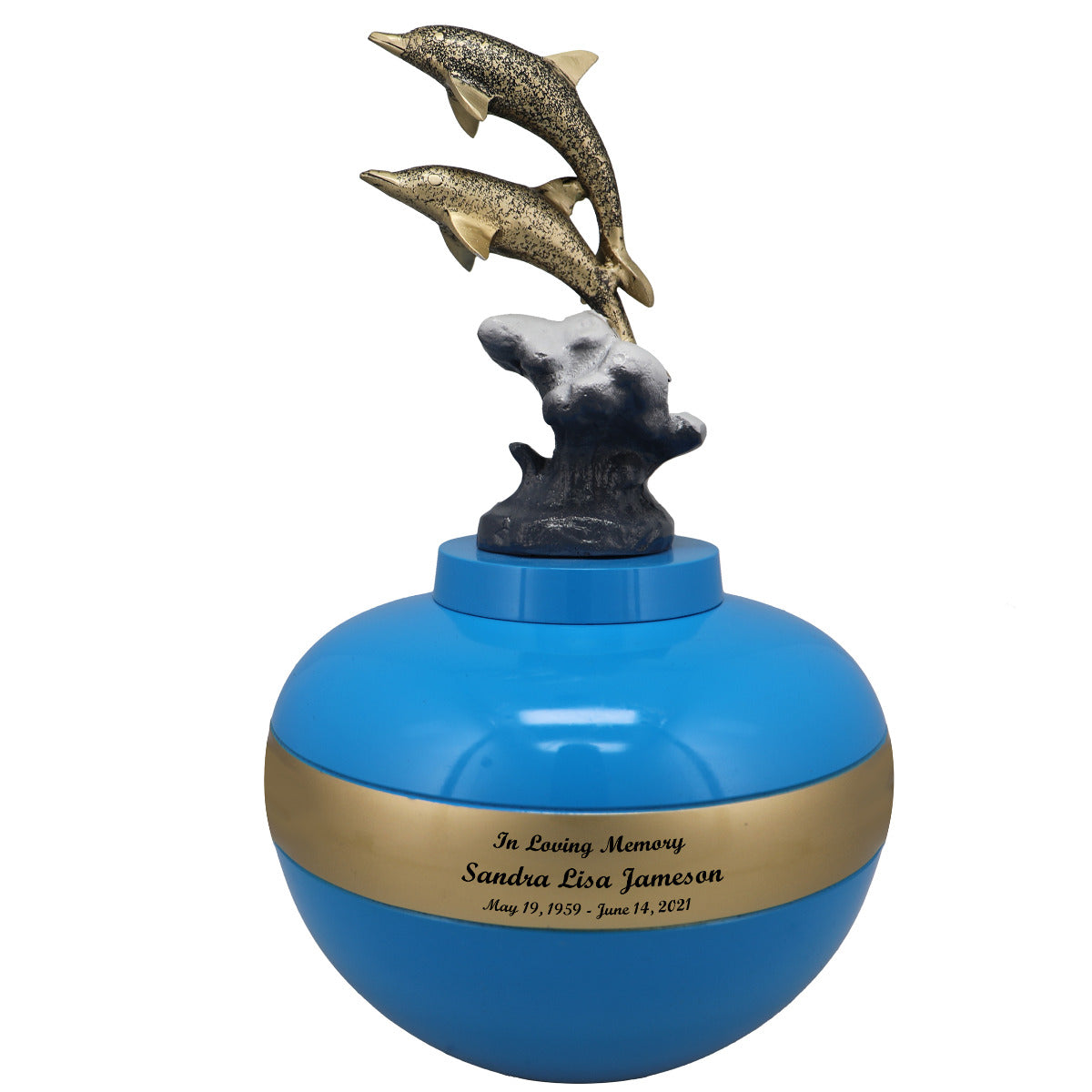 Jumping Dolphins Brass Cremation Urn - Pro Diamond Engraving