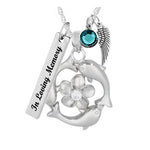 Dolphin Hibiscus Crystal Sterling Silver Ash Urn - Love Charms™ Option 