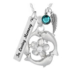 Dolphin Hibiscus Crystal Sterling Silver Ash Urn - Love Charms™ Option 