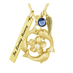 Dolphin Hibiscus Crystal Gold Cremation Urn - Love Charms™ Option