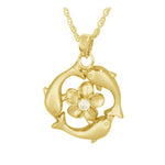 Dolphin Hibiscus Crystal Gold Cremation Urn - Love Charms™ Option