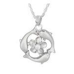 Dolphin Hibiscus Crystal Sterling Silver Ash Urn - Love Charms™ Option 