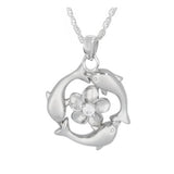 Dolphin Hibiscus Crystal Sterling Silver Ash Urn - Love Charms™ Option 