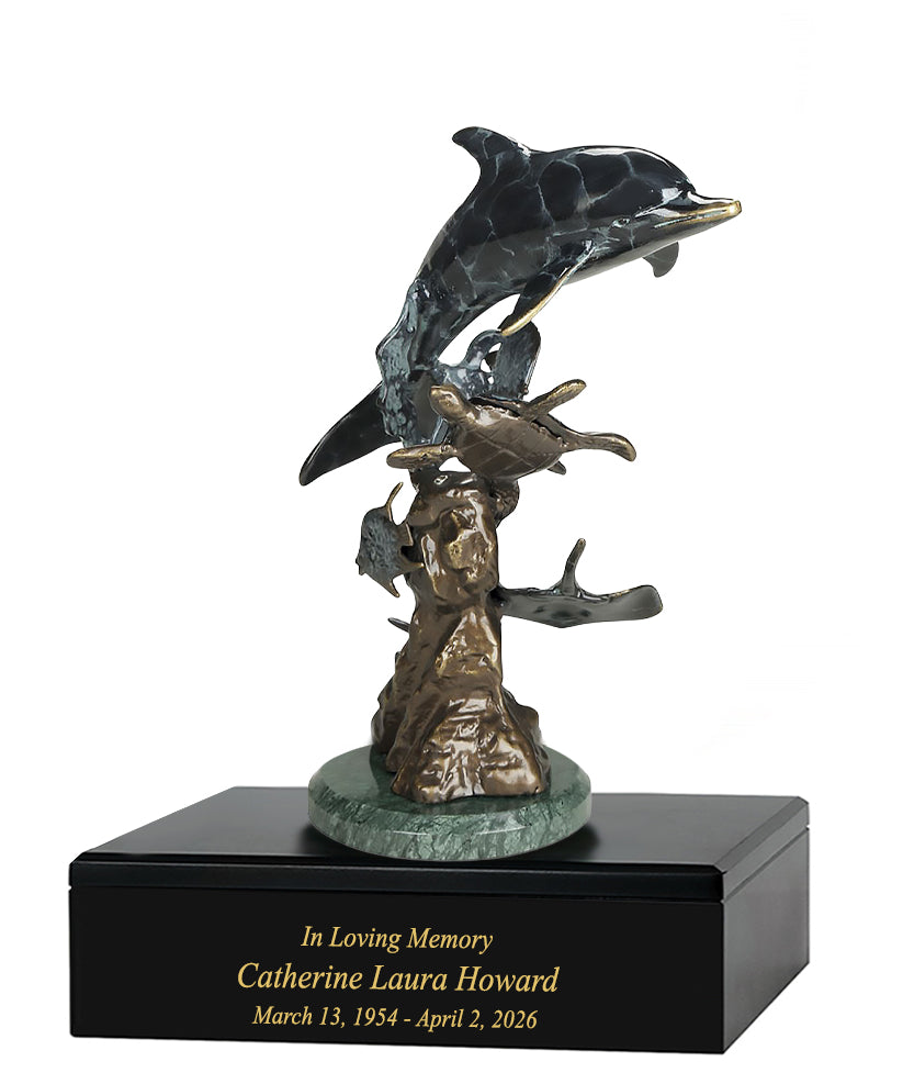 Dolphin Stingray Sea Turtle Friends Adult Cremation Urn