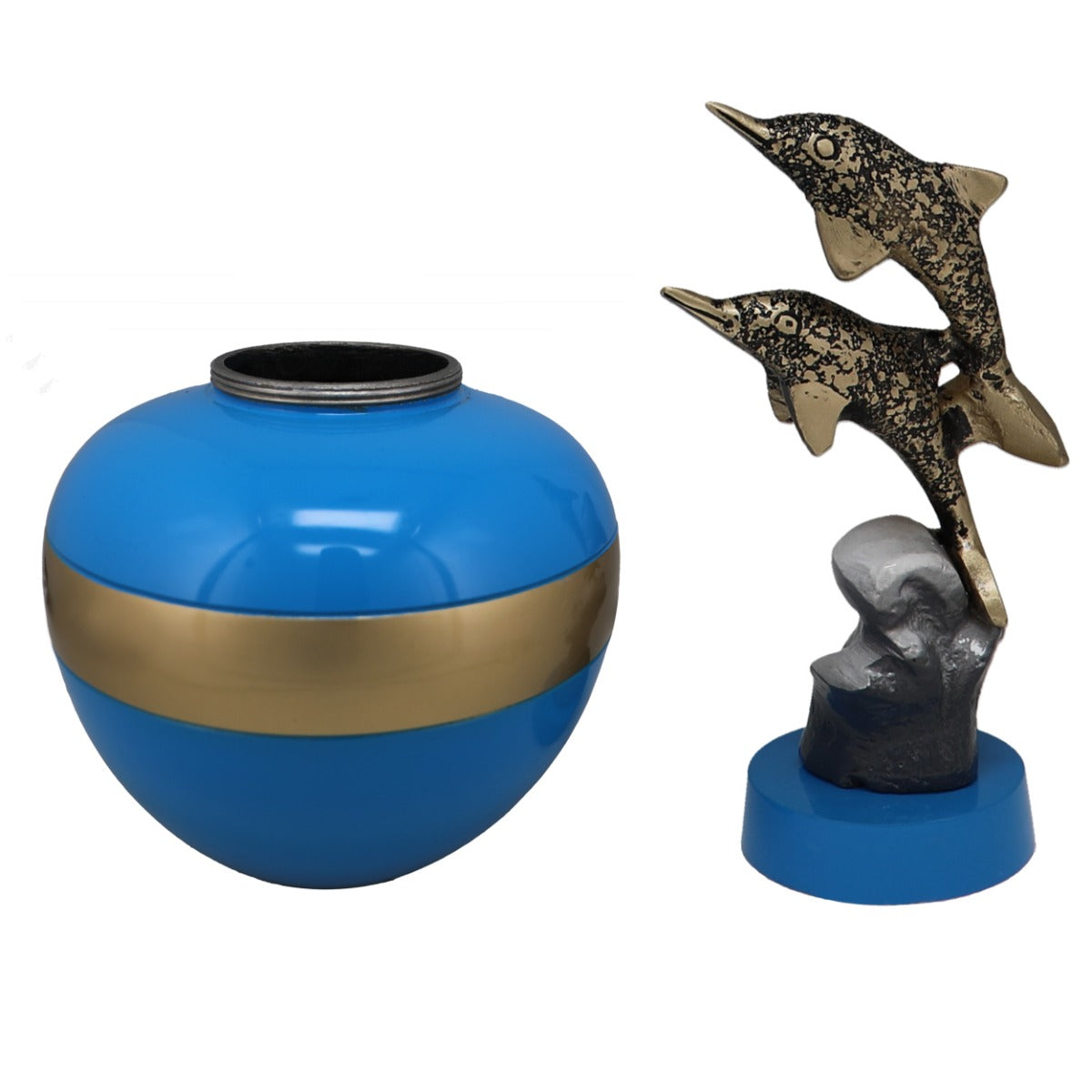 Jumping Dolphins Brass Small Urn