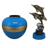 Jumping Dolphins Brass Small Urn
