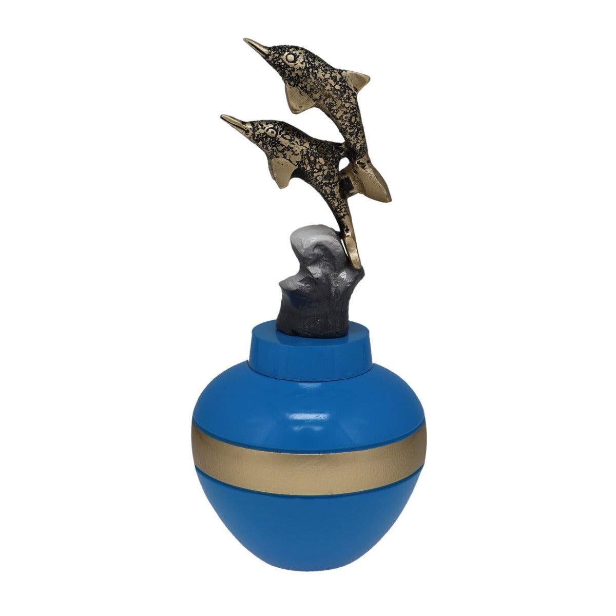 Jumping Dolphins Brass Small Urn