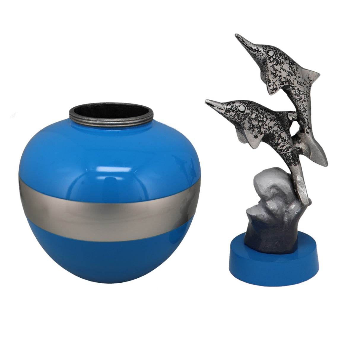 Jumping Dolphins Pewter Small Urn