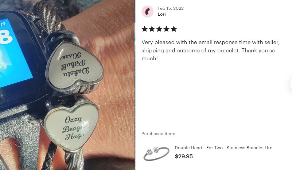 Double Heart - For Two - Stainless Bracelet Urn