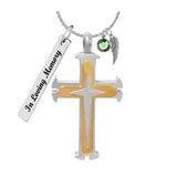 Double Iron Cross Cremation Jewelry Urn - Love Charms® Option
