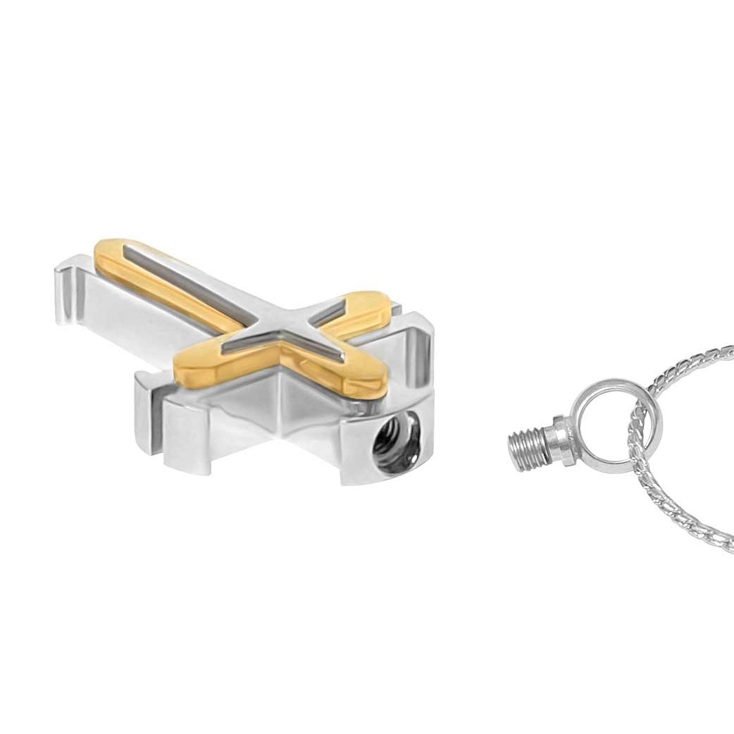 Double Iron Cross Cremation Jewelry Urn - Love Charms® Option