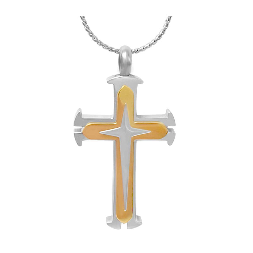 Double Iron Cross Cremation Jewelry Urn - Love Charms® Option