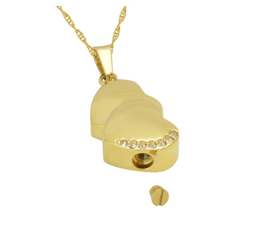 Double Love Gold Cremation Jewelry Urn