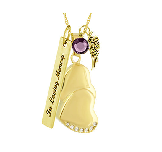 Double Love Gold Cremation Jewelry Urn - Love Charms™ Option 