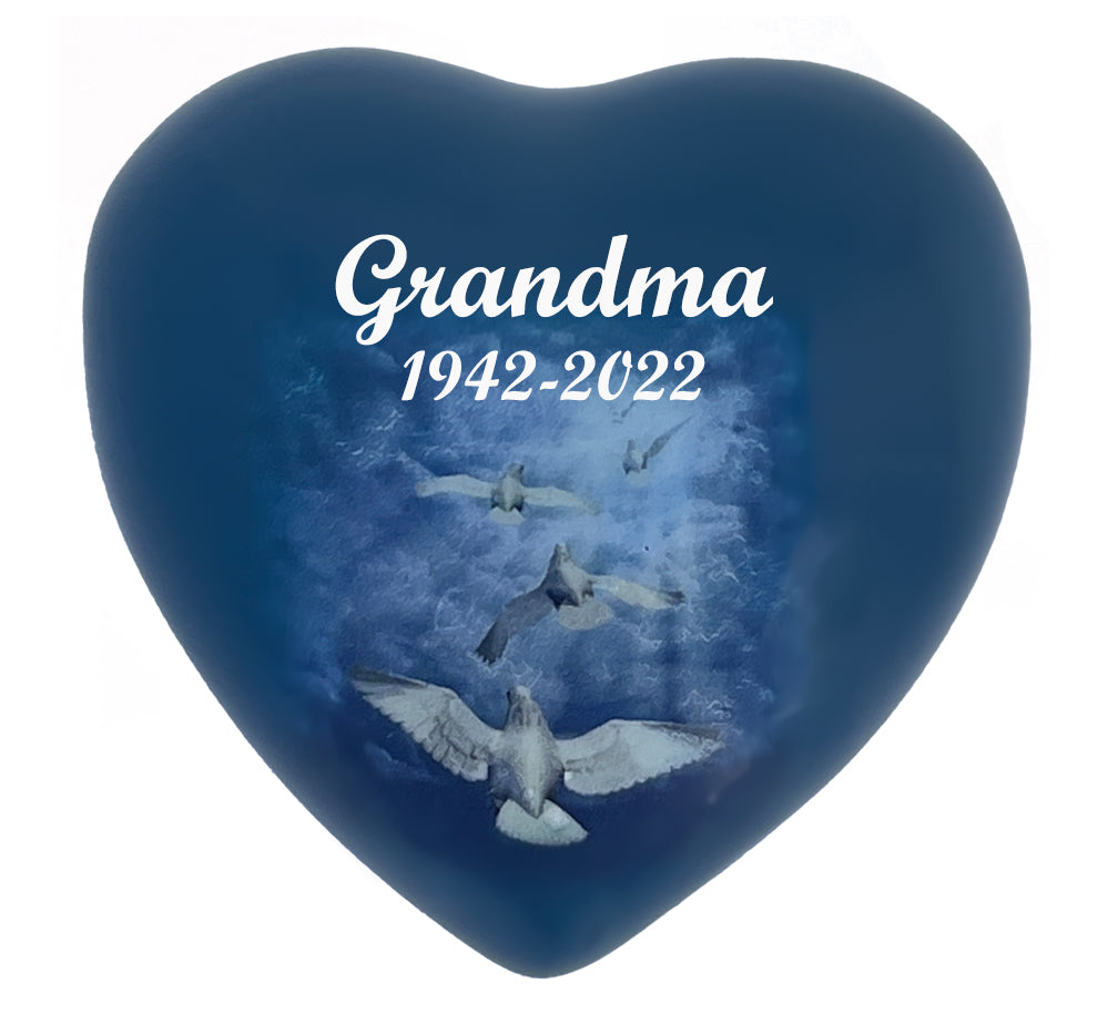 Angelic Doves Heart Keepsake Urn - Stand Option