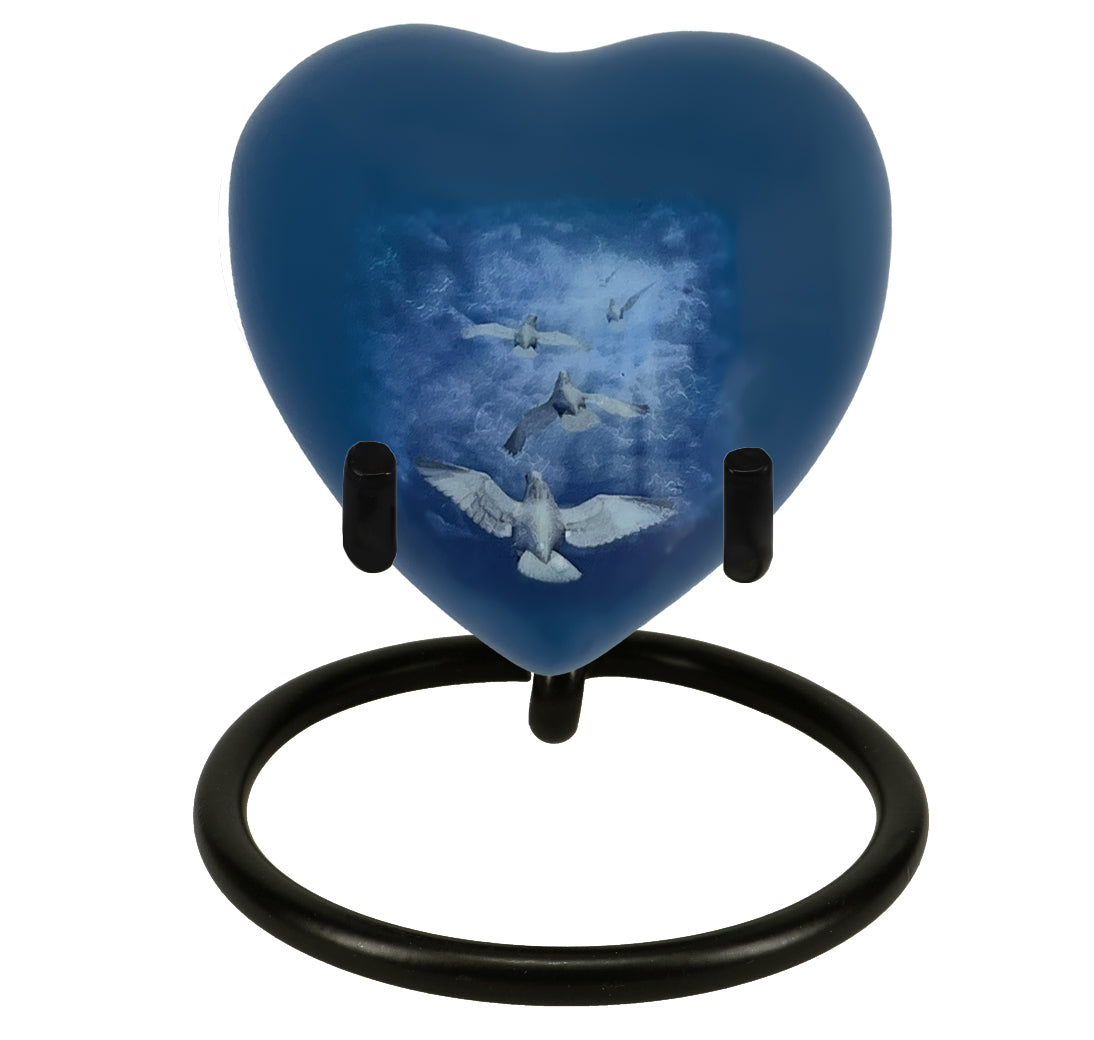 Angelic Doves Heart Keepsake Urn - Stand Option
