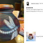 Dragonfly Raku Cremation Adult or Medium Urn - Personalization Option