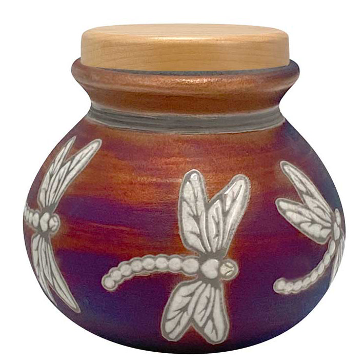 Dragonfly Raku Cremation Adult or Medium Urn - Personalization Option