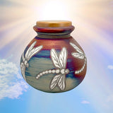 Dragonfly Raku Cremation Adult or Medium Urn - Personalization Option