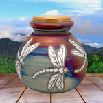Dragonfly Raku Cremation Adult or Medium Urn - Personalization Option