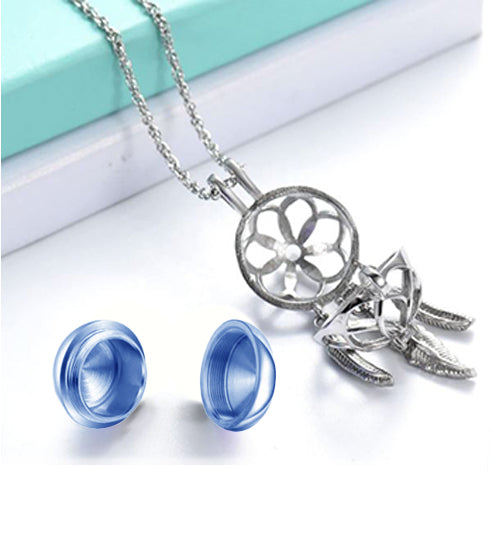 Blue Dreamcatcher Ornament Urn - Engraved Tag Option