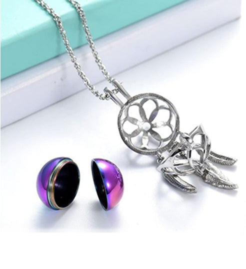 Rainbow Dreamcatcher Ornament Urn - Engraved Tag Option