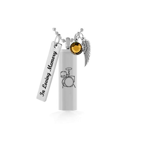 Drum Cylinder Pendant Keepsake Urn - Love Charms Option