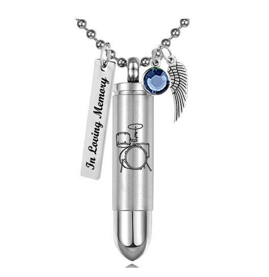 Drum Bullet Pendant Urn - Love Charms Option