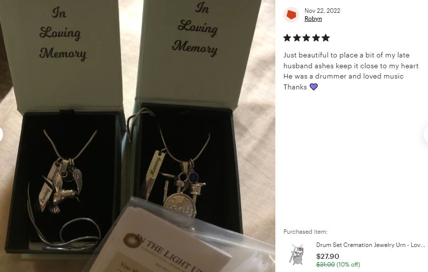 Drum Set Cremation Jewelry Urn - Love Charms™ Option