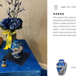 Soaring Eagle Blue Adult Urn - Pro Laser Engraving - Burial Vault Option