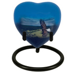 Eagle In Flight Heart Keepsake Urn - Heart Stand Option