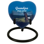 Eagle In Flight Heart Keepsake Urn - Heart Stand Option