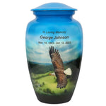 Eagle In Flight Medium or Adult Cremation Urn - Tribute Wreath™ - Pro Personalization - Burial Vault Option