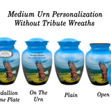 Eagle In Flight Medium or Adult Cremation Urn - Tribute Wreath™ - Pro Personalization - Burial Vault Option