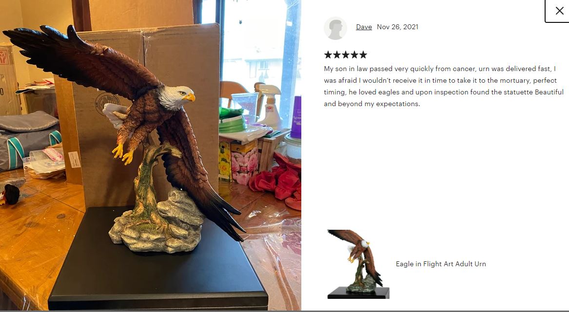 Eagle in Flight Art & Wood Cremation Urn