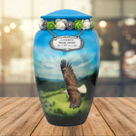 Eagle In Flight Medium or Adult Cremation Urn - Tribute Wreath™ - Pro Personalization - Burial Vault Option