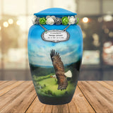 Eagle In Flight Medium or Adult Cremation Urn - Tribute Wreath™ - Pro Personalization - Burial Vault Option