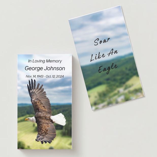 Eagle In Flight Memorial Cards - Funeral  Cards - Celebration of Life Cards
